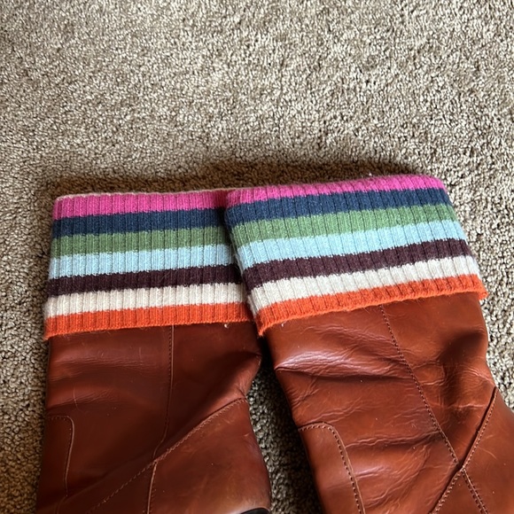 Coach cognac mid calf high heeled boots. Size 7 - Picture 2 of 11